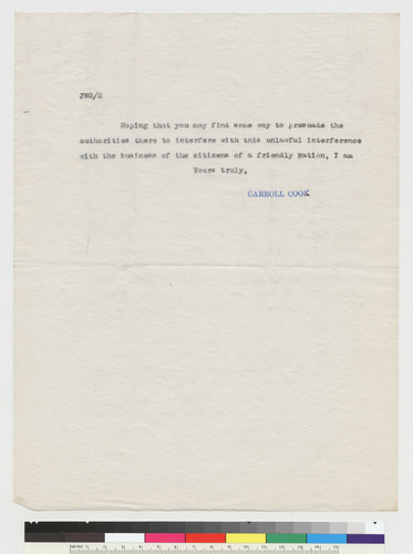 Letter to James N. Gillett from Cook [iii]