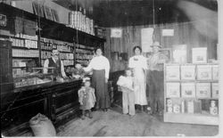 Interior of general store and fish market in Sebastopol owned by Marc and Margaret Smith Buvelot, 1910s
