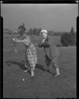 Mmes. Gordon Campbell and J. D. McGowan in hi-jinks attire at the Brentwood Country Club, Los Angeles, 1935
