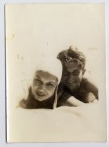 Percy Smith and unidentified woman, on beach