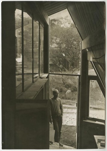 Mark Mills standing in doorway of Fairfield Residence [Speck #2], residential, Carmel