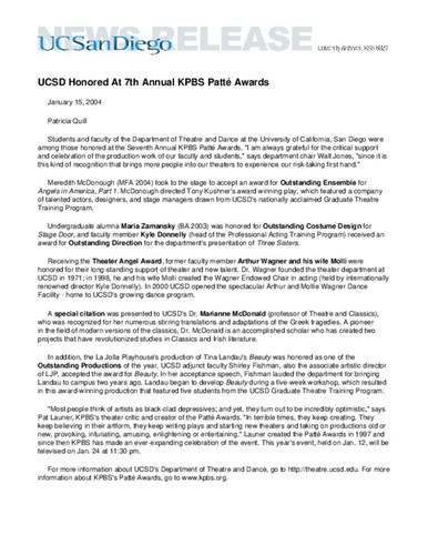 UCSD Honored At 7th Annual KPBS Patté Awards