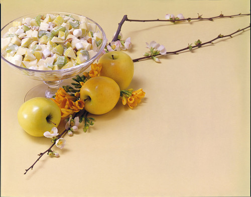 Waldorf salad with apples and freesia