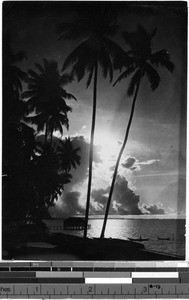 Sunset over water, Philippines, ca. 1920-1940