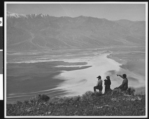 Dante's view of Death Valley showing Telescope Peak with snow, ca.1900-1950