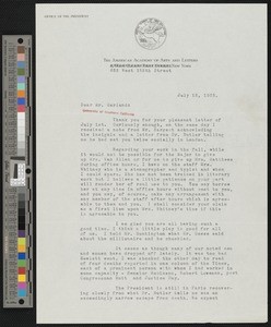 Grace Davis Vanamee, letter, 1923-07-13, to Hamlin Garland