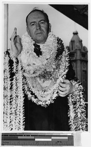 Bishop Sweeney on his arrival in Honolulu, Hawaii, September 7, 1941
