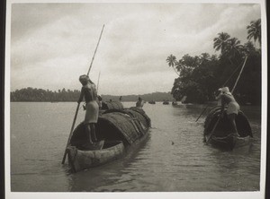 Backwater boats on the Elattur River. Malabar