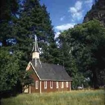 Slides of California Historical Sites. Old Chapel, Yosemite Valley, Calif