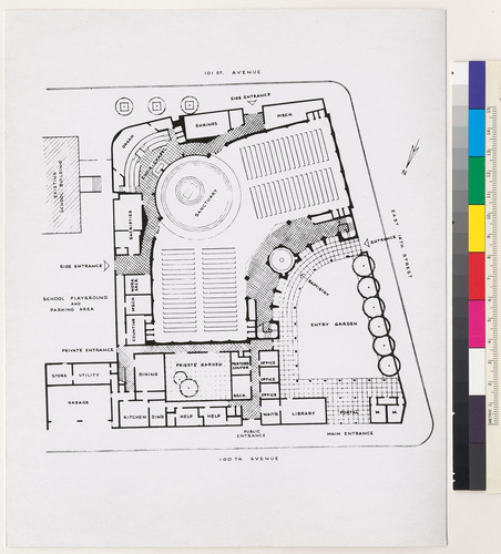 St. Louis Bertrand Church, floor plan, Oakland, 1961