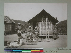 Malagasy women outside their homes, Ambohimanga, Madagascar, ca.1908