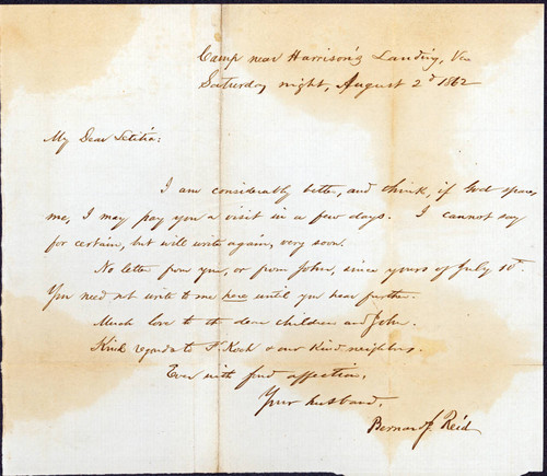 4628 Bernard J. Reid to his wife Letitia M. F. Reid, 1862