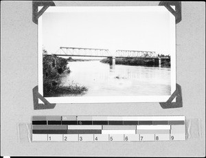 A bridge crossing the Lupa River, Nyasa, Tanzania, 1936