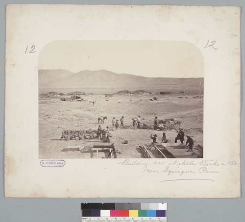 "Building new nitrate works in 1863, near Iquique, Peru [photographic print]