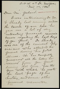 Thaddeus Dayton, letter, 1896-11-14, to Hamlin Garland