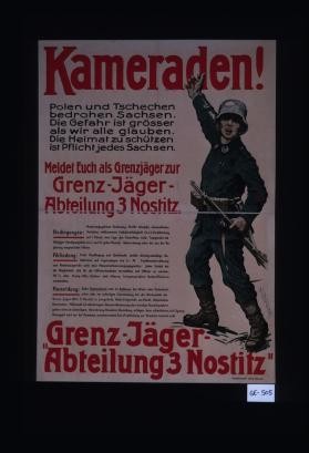 Kameraden! Polen und Tschechen bedrohen Sachsen ... Meldet Euch als Grenzjager