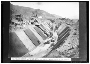 Huge cement conduits and flumes which will carry a water supply to Los Angeles, Los Angeles Aqueduct construction
