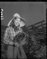 Cabbage farmer Chiyeko Suzumoto in Gardena (Calif.), 1951