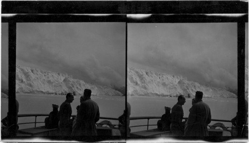 On a tourist steamer viewing the massive face of Columbia Glacier, one of the largest in the world, and one of the most active, Alaska