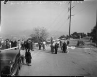 Spectators gather to see the landslide in Elysian Park, Los Angeles, November 1937