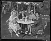 Harriet Bryson, Mary P. Emery, Marye Shannon Harrington, and Violet Blakely lunch at the Ambassador, Los Angeles, 1935