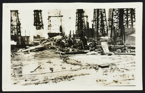 Wreckage at an oil field