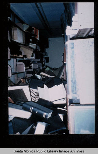 Northridge earthquake, Santa Monica Public Library, Main Library, second floor, Closed Stacks, January 17, 1994