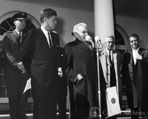 Theodore von Karman with President J.F. Kennedy