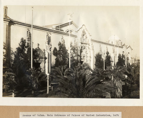 Avenue of Palms; Main entrance of Palace of Varied Industries, left.