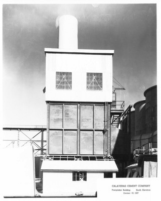 Cement Industries - Stockton: Calaveras Cement Co. facility, exterior of Precipitator Building, South Elevation, 242 E. Miner Ave