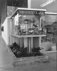 Camera Corner window display at 1 Petaluma Blvd. North, Petaluma, California, 1958