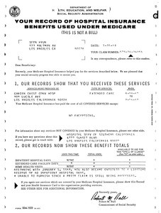 Your record of hospital insurance benefits used under Medicare