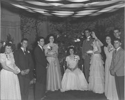 St. Vincent's School graduating class in formal wear, Petaluma, California, 1946-1948