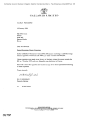 [Letter from PRG Redshaw to D Newman regarding the Seized Sovereign Classic Cigarettes]