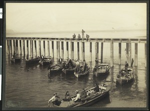 A view of a dock, showing several boats, Astoria, Oregon