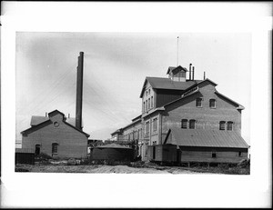 Exterior of a Beet Sugar processing plant in Chino, San Bernardino County, California, ca.1900