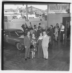 David Zumwalt, Jill Zumwalt, Elinor Zumwalt and Ed Zumwalt at the Zumwalt Chrysler-Plymouth Center Open House, Santa Rosa, California, 1971