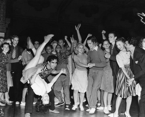Group of young people dancing