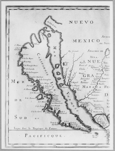 Photograph of ancient map showing California as an island