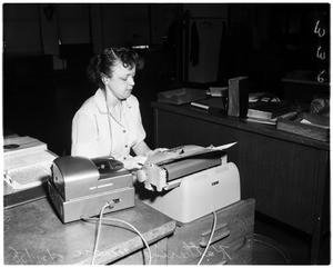 Blind office worker, 1958