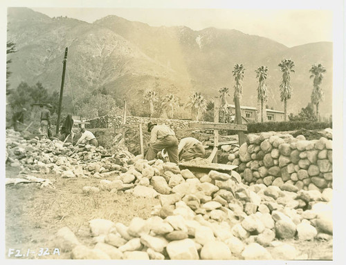 View of rock wall construction at Charles S. Farnsworth Park