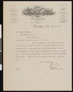 Jasper Ewing Brady, letter, 1916-04-07, to Hamlin Garland
