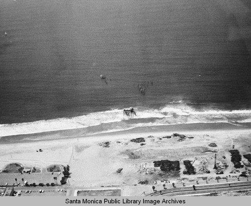 Remains of the Pacific Ocean Park Pier looking west from Santa Monica, May 1, 1975, 1:10 PM