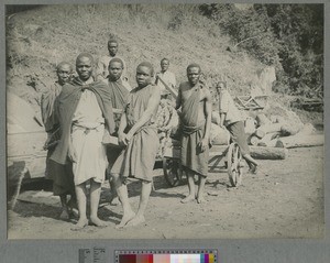 Sawmill workers, Livingstonia, Malawi, ca.1920