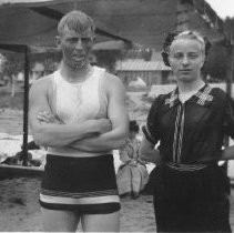 Man and woman wearing swimsuits