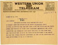 Telegram from Joseph Willicombe to Julia Morgan, March 9, 1924