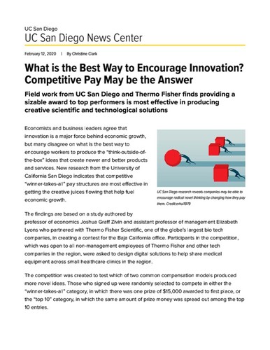 What is the Best Way to Encourage Innovation? Competitive Pay May be the Answer