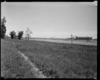 Santa Anita Park seen from a field behind the backstretch, Arcadia, 1936