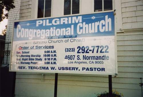 Pilgrim Congregational Church marquee