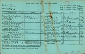 WPA block face card for household census (block 432) in Los Angeles County